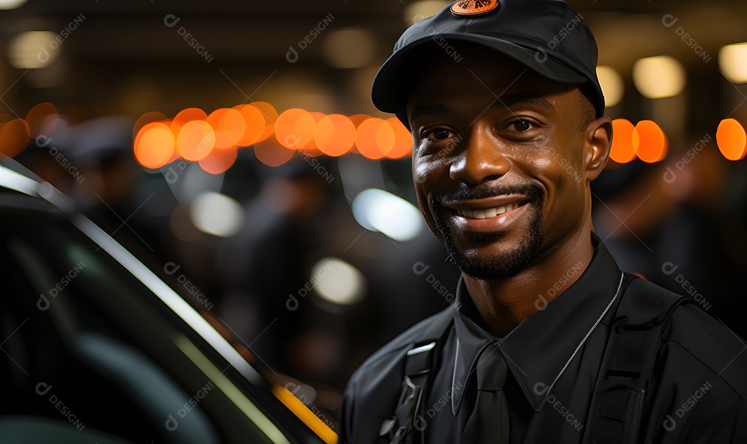 Homem motorista particular sorridente