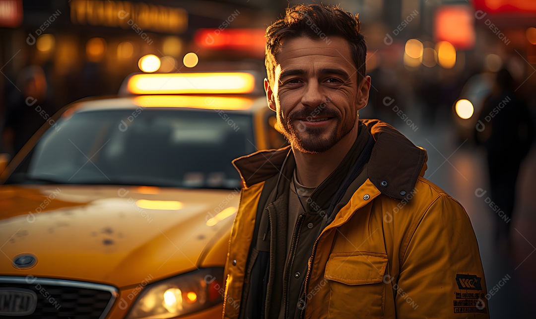 Homem motorista particular sorridente