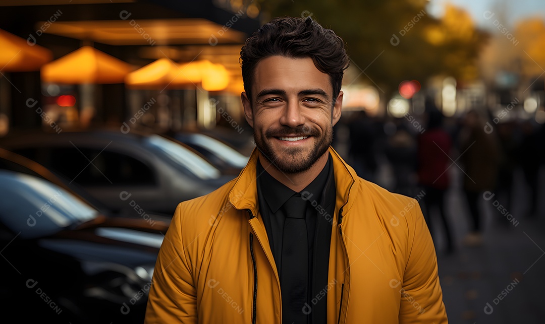 Homem motorista particular sorridente