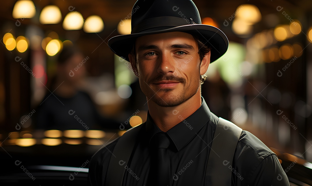 Homem motorista particular sorridente