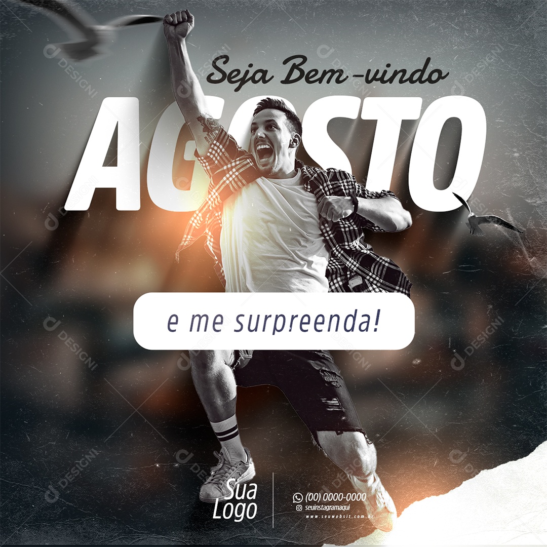 Seja Bem-Vindo Agosto Social Media PSD Editável