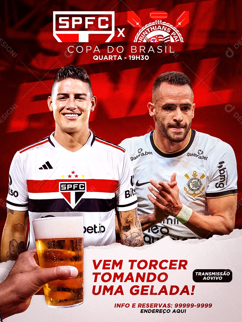 Vem Torcer Tomando Uma Gelada Social Media PSD Editável