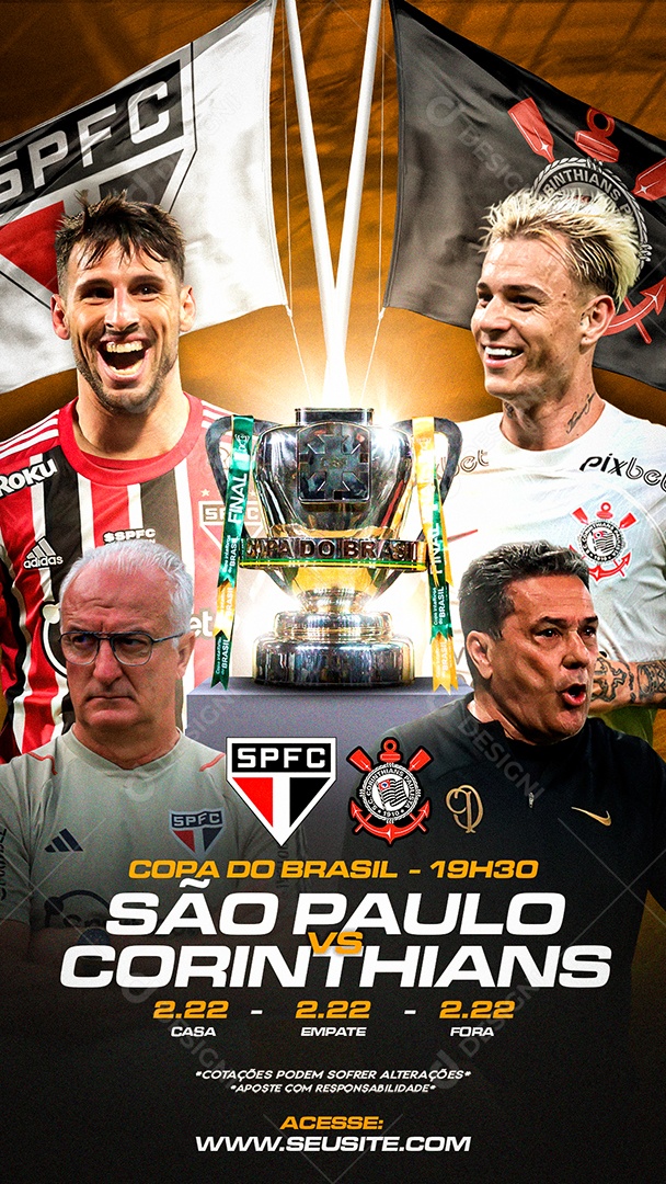 Story Futebol São Paulo X Corinthians Copa do Brasil Social media PSD Editável
