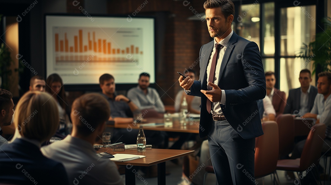 Palestrante de treinador de negócios masculino de terno