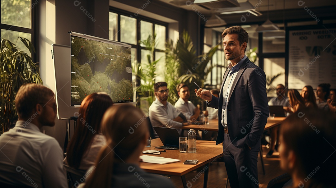 Palestrante de treinador de negócios masculino de terno