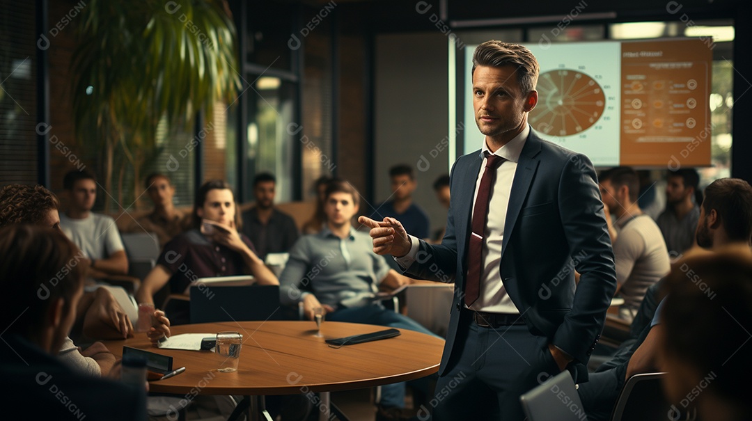 Palestrante de treinador de negócios masculino de terno