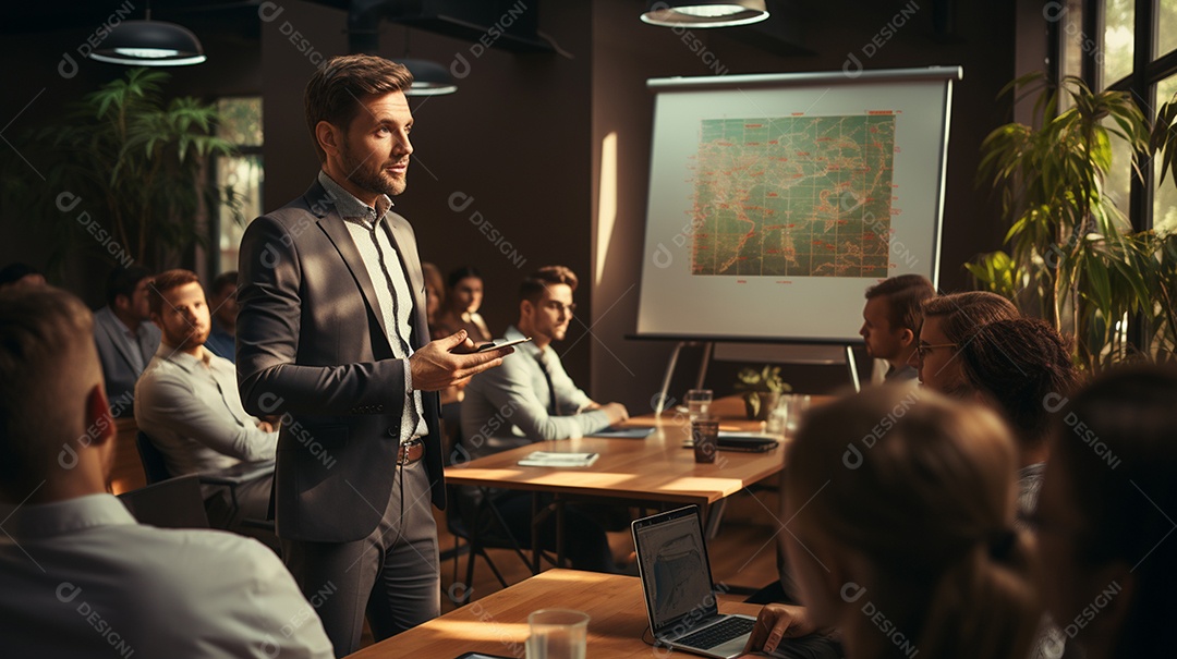 Palestrante de treinador de negócios masculino de terno