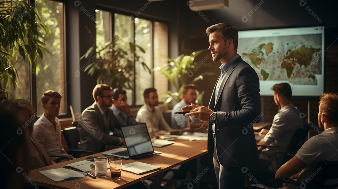 Palestrante de treinador de negócios masculino de terno