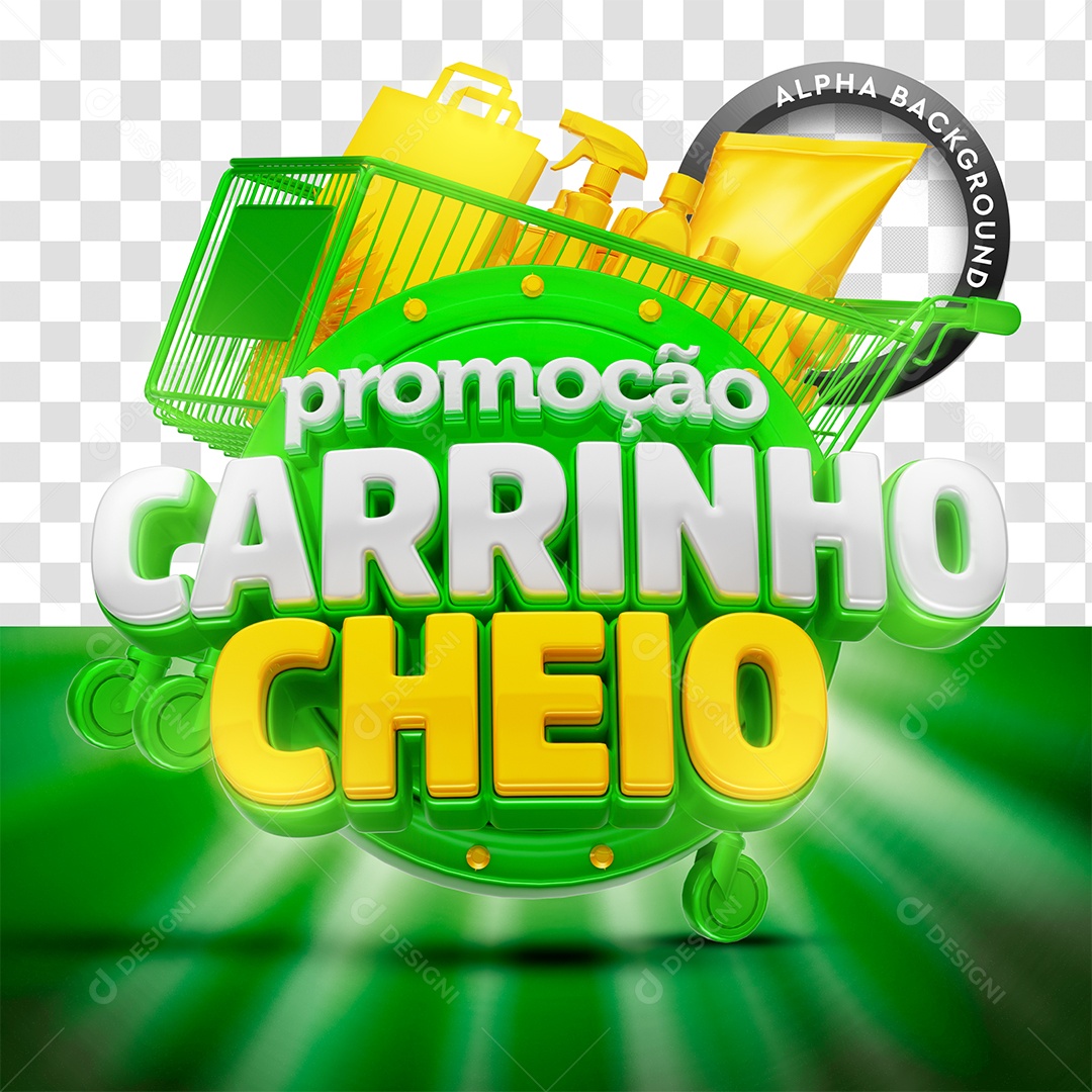 Selo 3D Promoção Carrinho Cheio Para Composição PSD