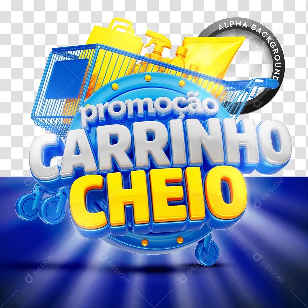 Selo 3D Promoção Carrinho Cheio Para Composição PSD