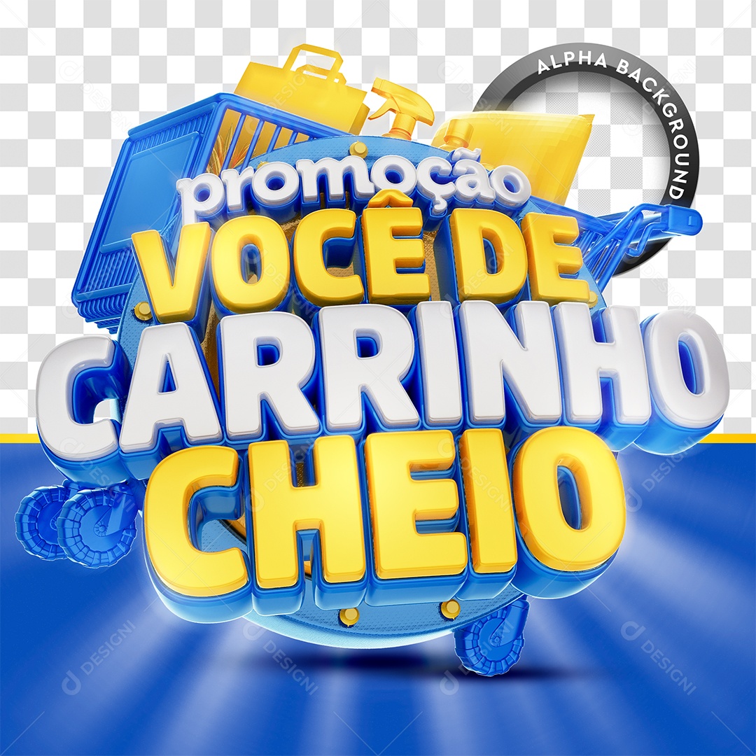 Selo 3D Promoção Você de Carrinho Cheio Para Composição PSD