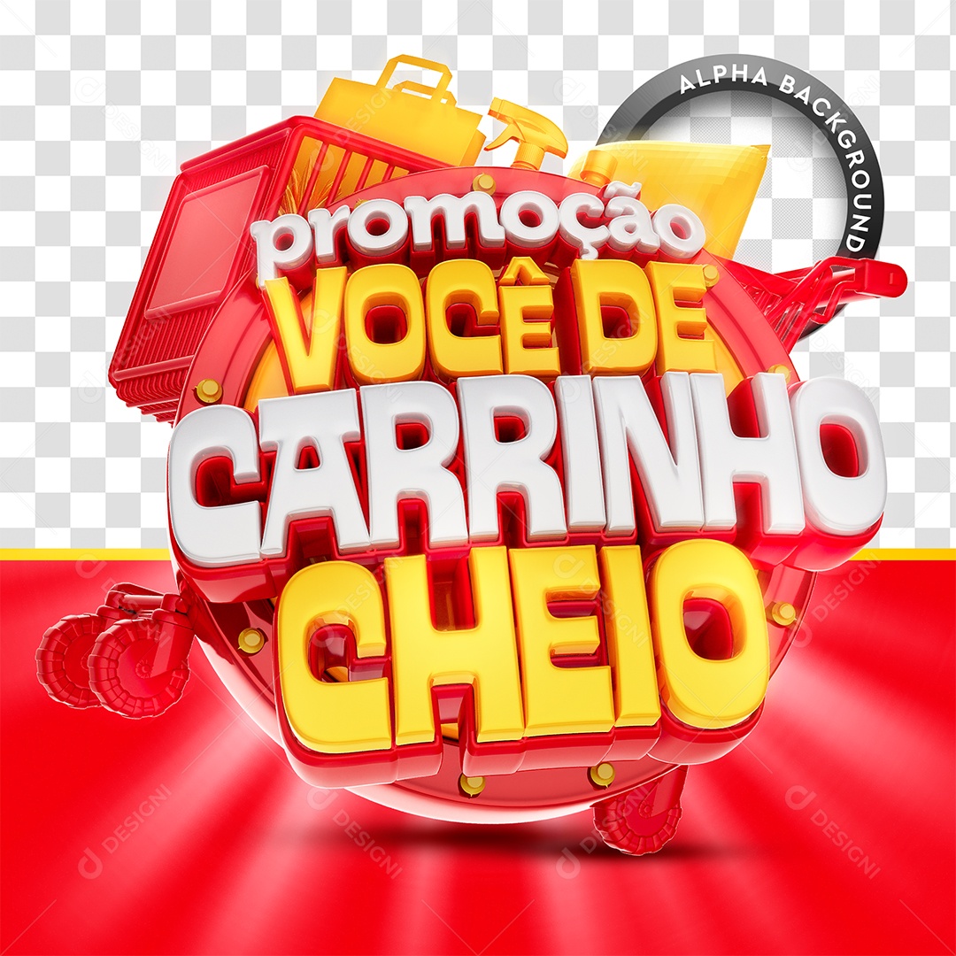 Selo 3D Promoção Você de Carrinho Cheio Para Composição PSD