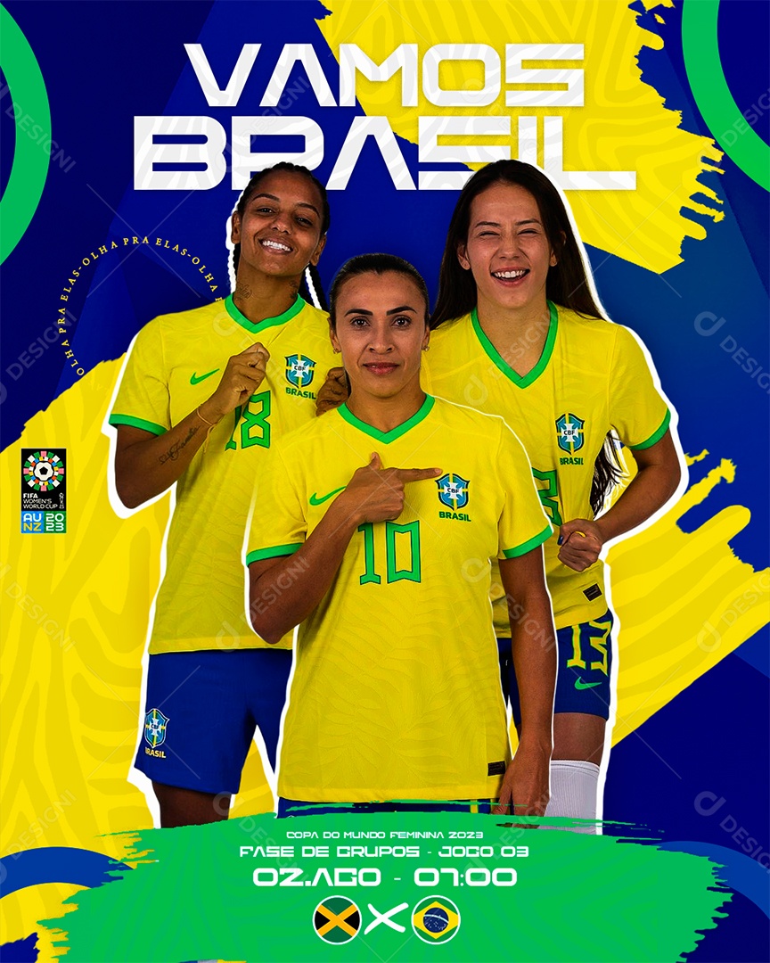 Futebol Vamos Brasil Jamaica X Brasil Social Media PSD Editável