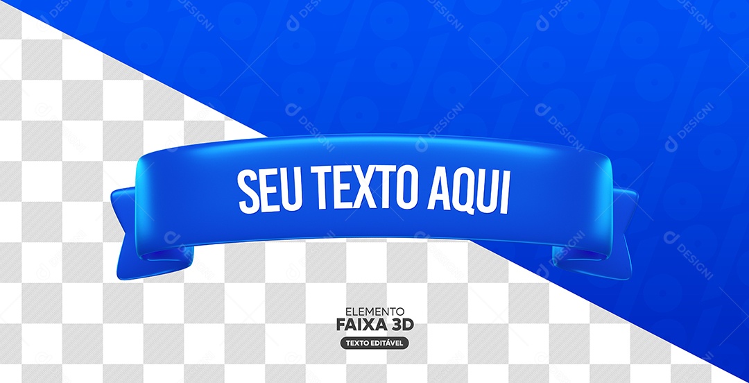 Elemento 3D Faixa Azul Texto Editável
