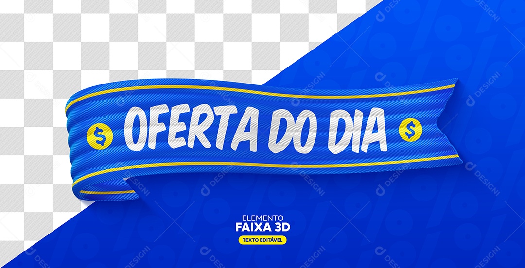 Elemento 3D Faixa Azul Oferta Do Dia Para Composição PSD
