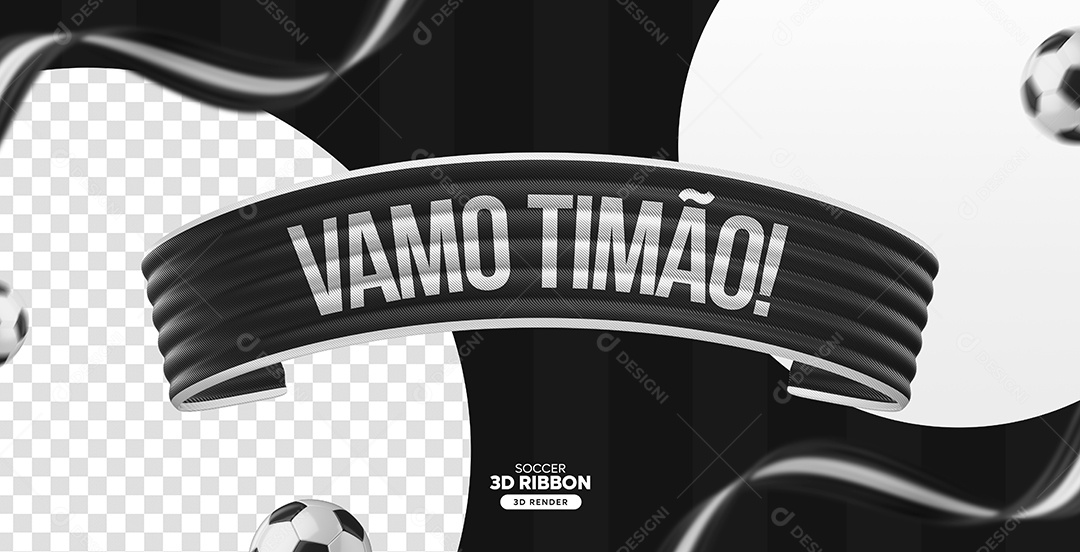 Elemento 3D Faixa Vamo Timão Para Composição PSD