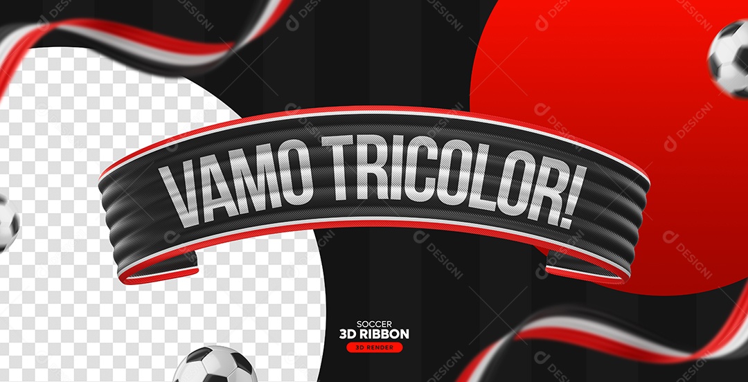 Elemento 3D Faixa Vamo Tricolor Para Composição PSD