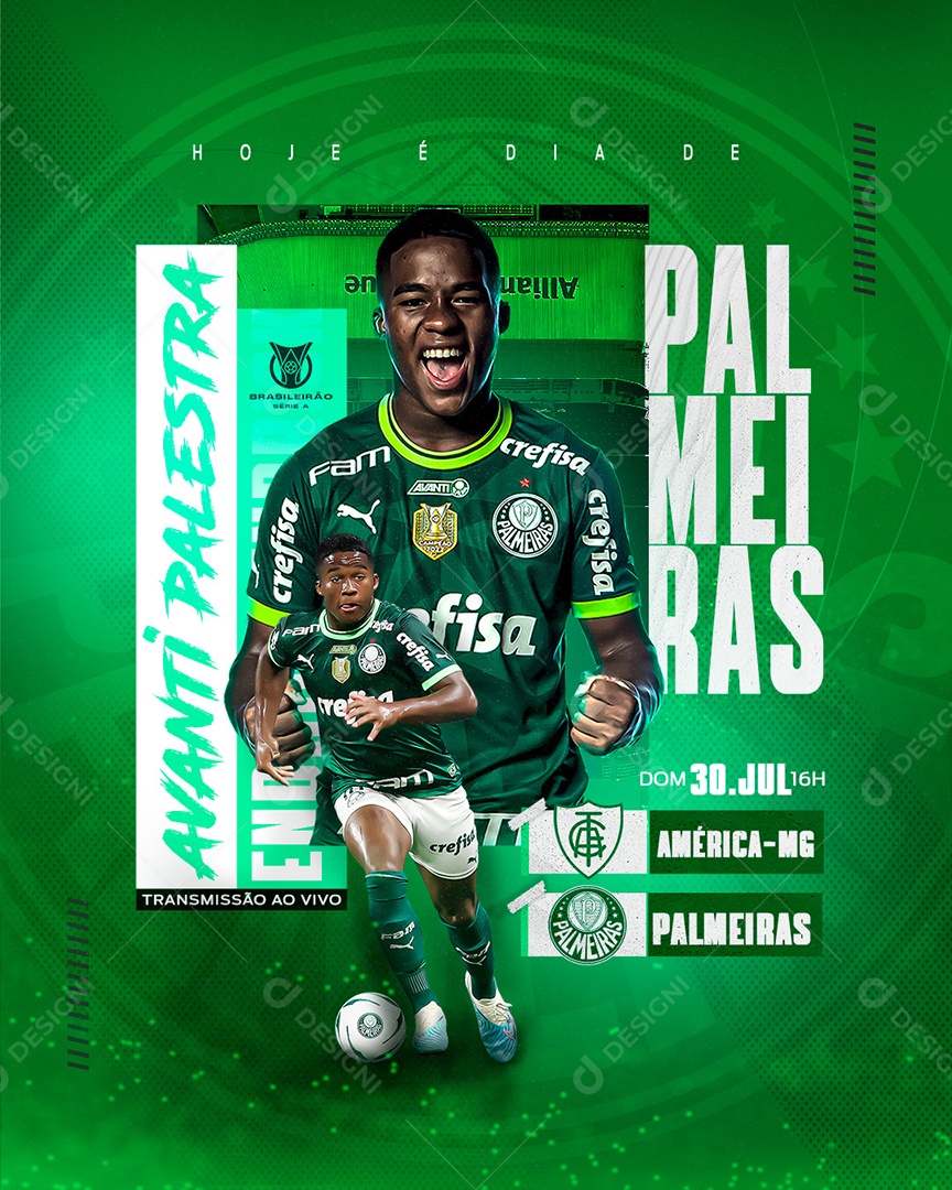 Futebol América MG X Palmeiras Social Media PSD Editável