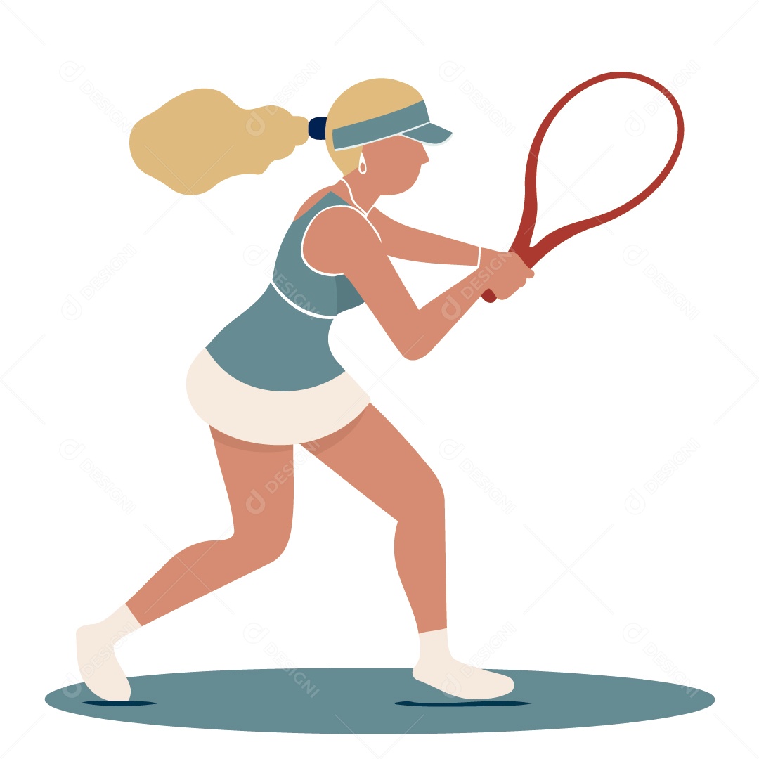 Mulher Tenista Ilustração Vetor EPS