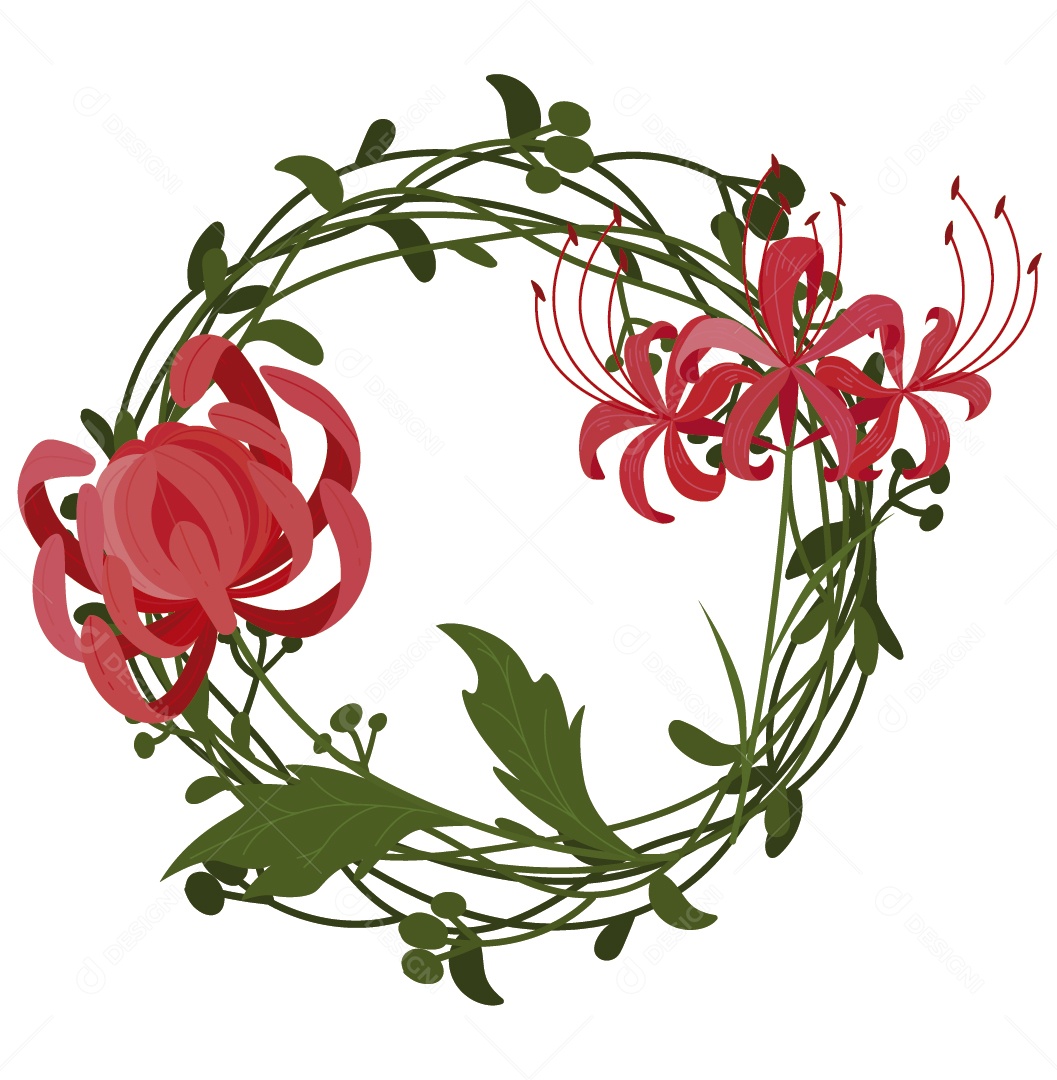 Moldura Floral Verde Ilustração Vetor EPS