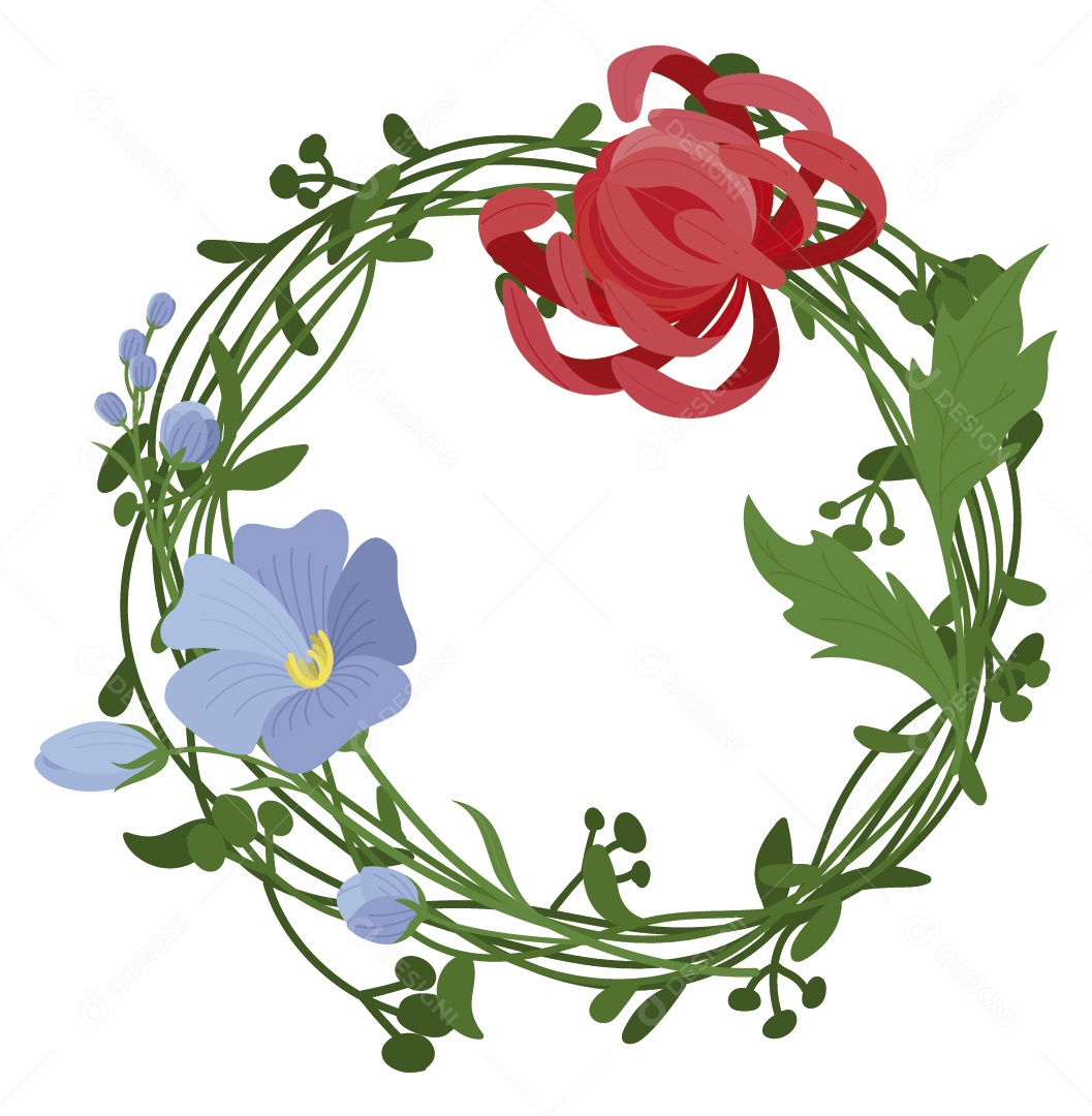 Moldura Floral Verde Ilustração Vetor EPS