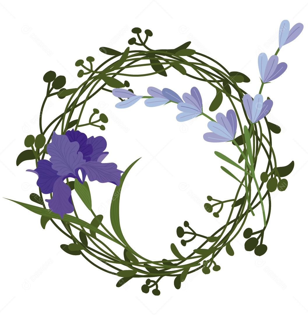 Moldura Floral Verde Ilustração Vetor EPS