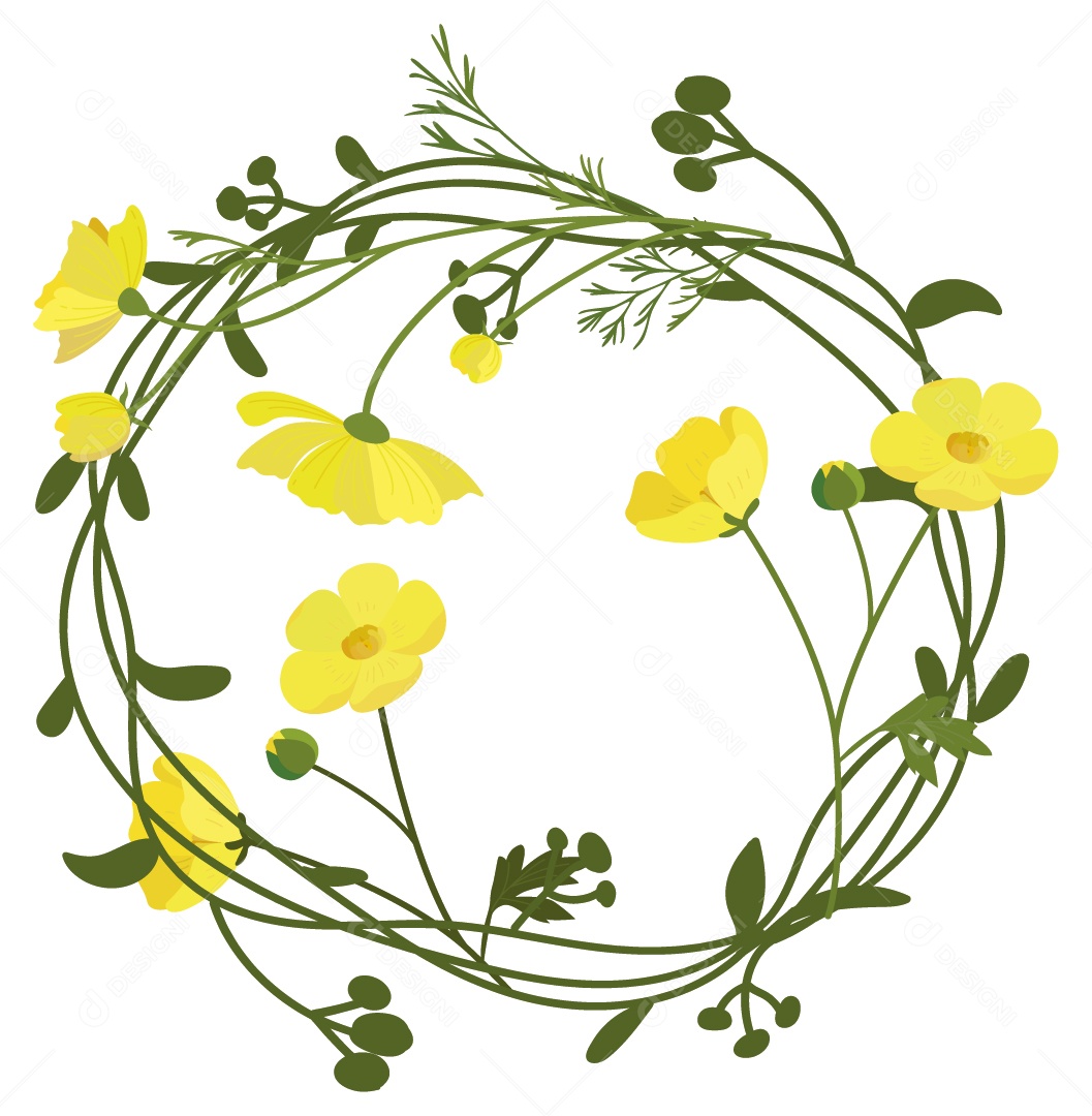 Moldura Floral Verde Ilustração Vetor EPS