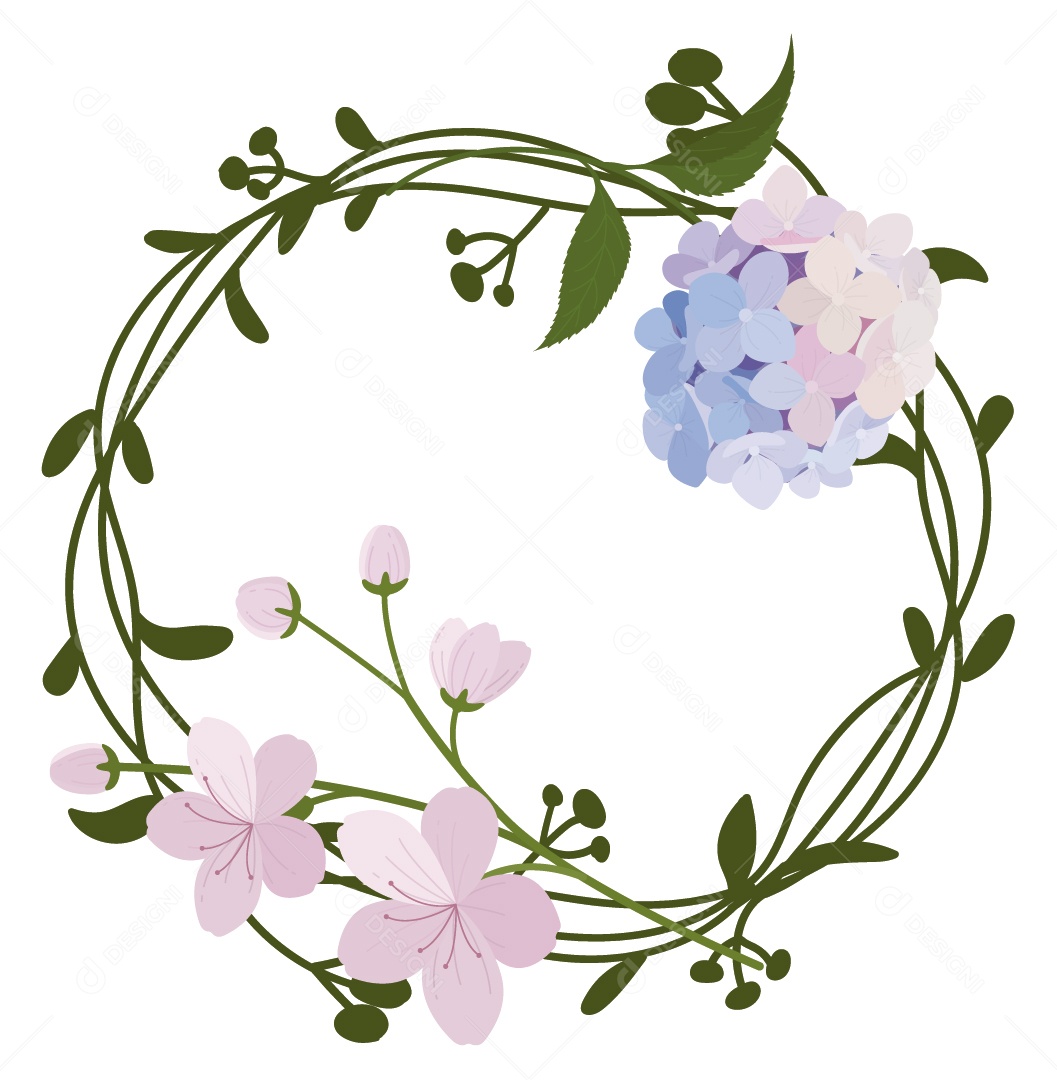 Moldura Floral Verde Ilustração Vetor EPS