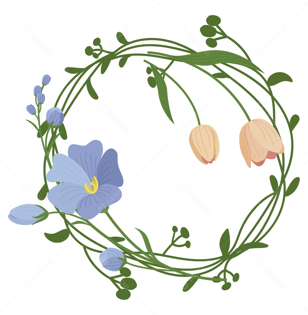 Moldura Floral Verde Ilustração Vetor EPS