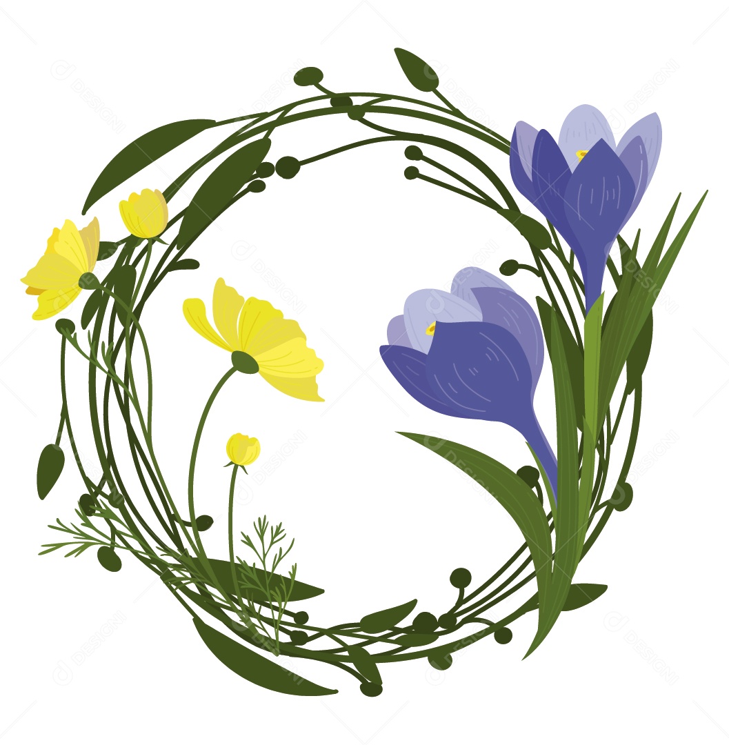 Moldura Floral Verde Ilustração Vetor EPS