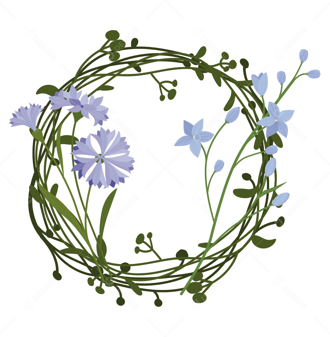 Quadro Floral Verde Ilustração Vetor EPS