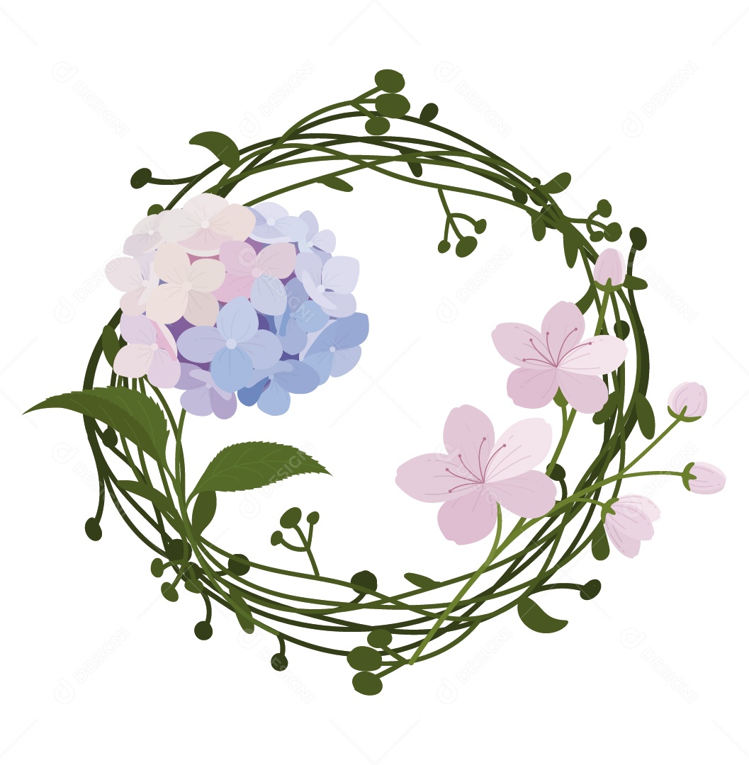 Quadro Floral Verde Ilustração Vetor EPS