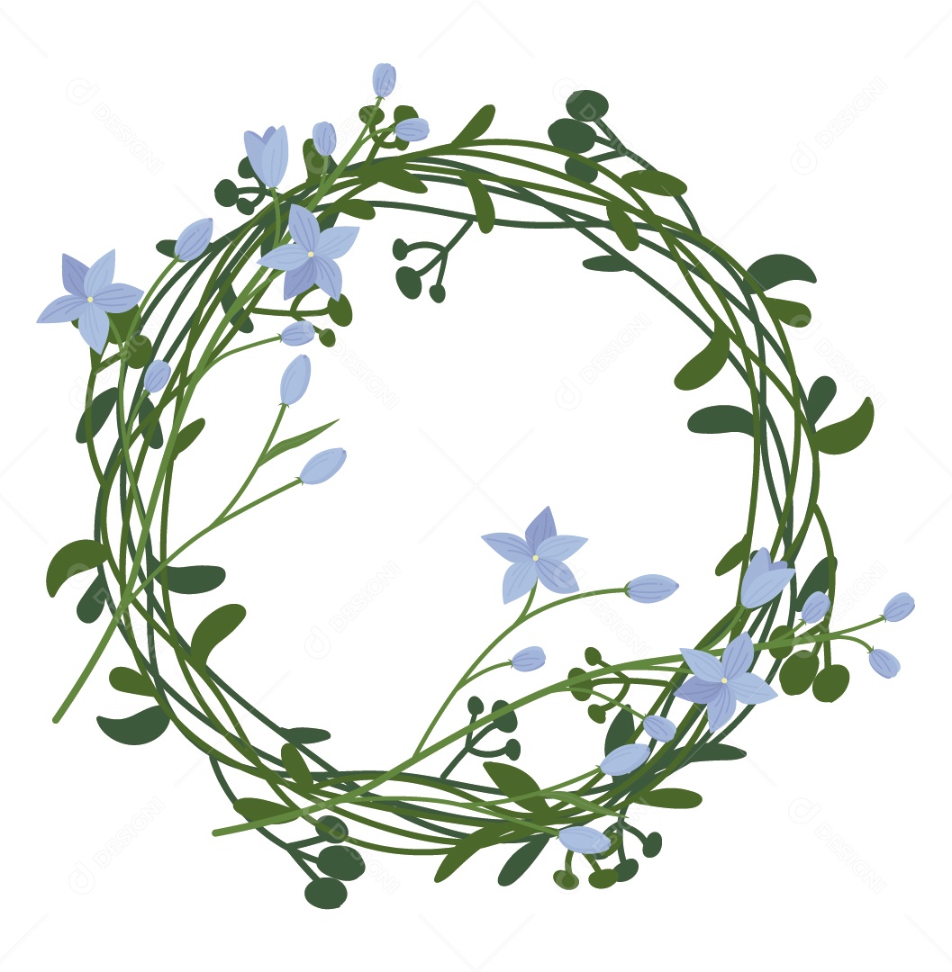 Quadro Floral Verde Ilustração Vetor EPS