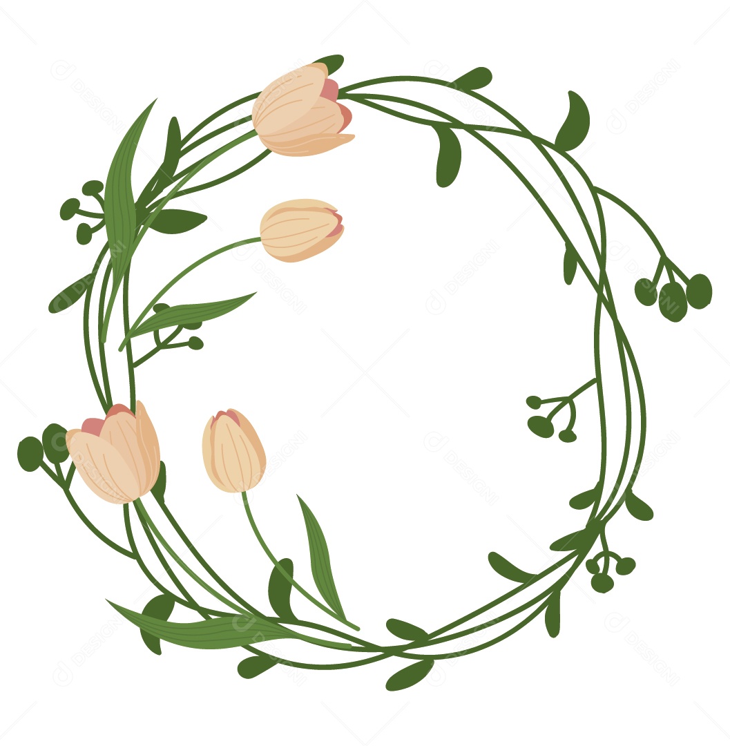 Quadro Floral Verde Ilustração Vetor EPS