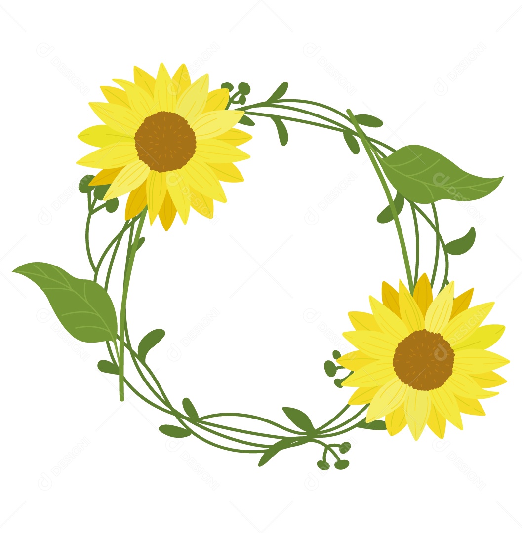 Quadro Floral Verde Ilustração Vetor EPS