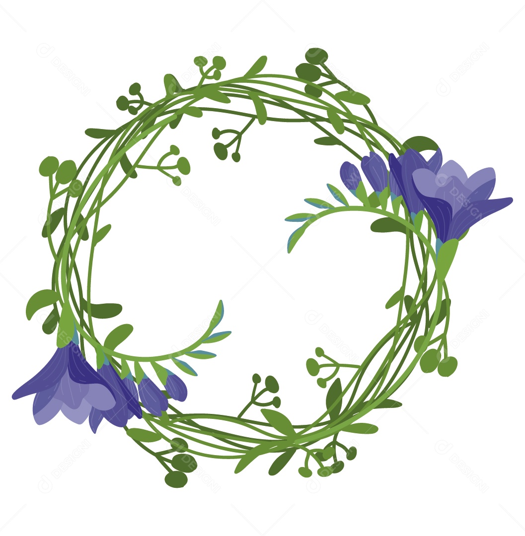 Quadro Floral Verde Ilustração Vetor EPS