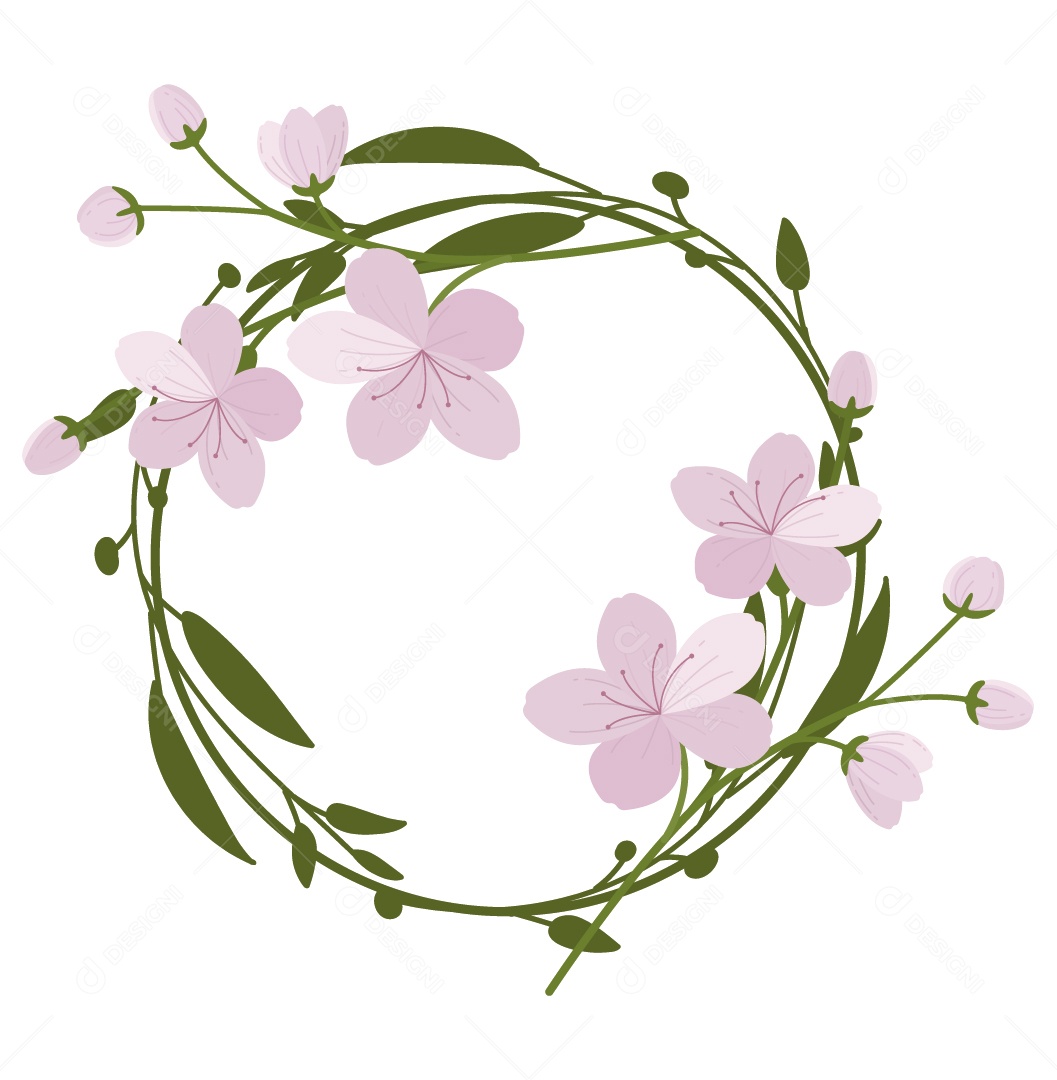 Quadro Floral Verde Ilustração Vetor EPS