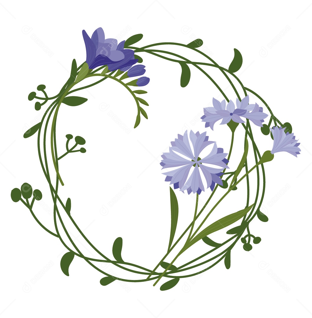 Quadro Floral Verde Ilustração Vetor EPS