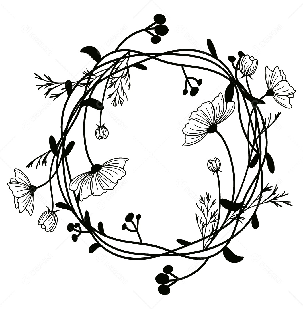 Moldura de Flores Ilustração Vetor EPS