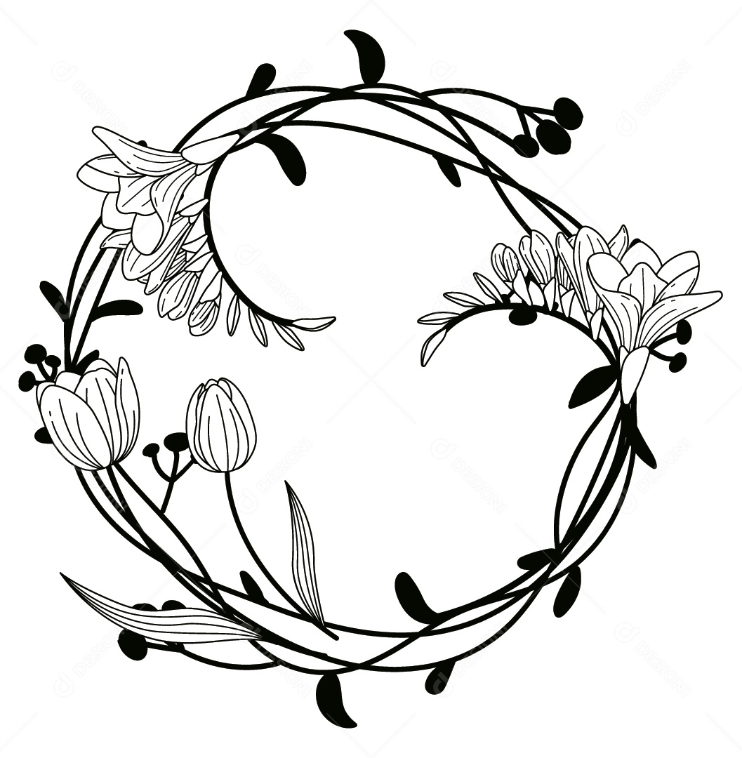 Moldura de Flores Ilustração Vetor EPS