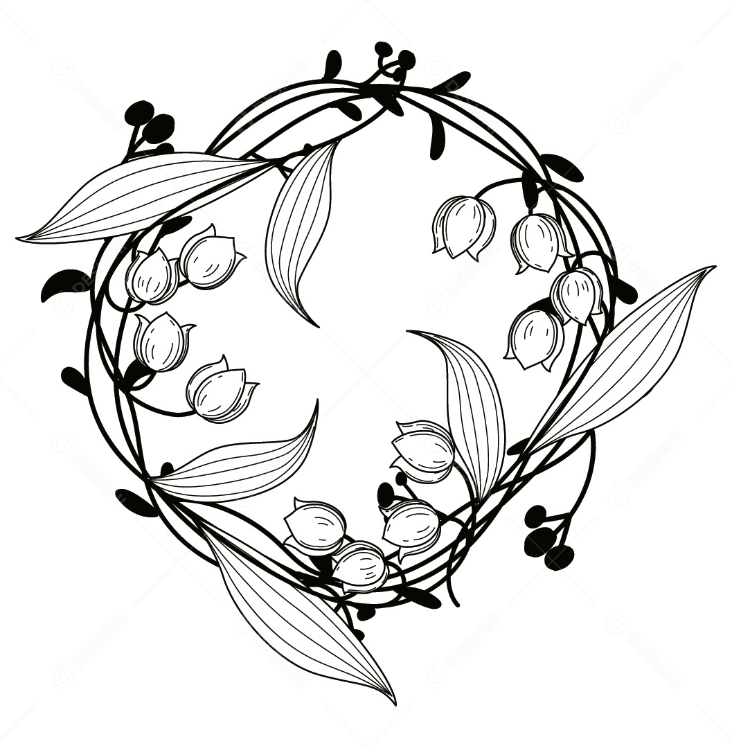 Moldura de Flores Ilustração Vetor EPS