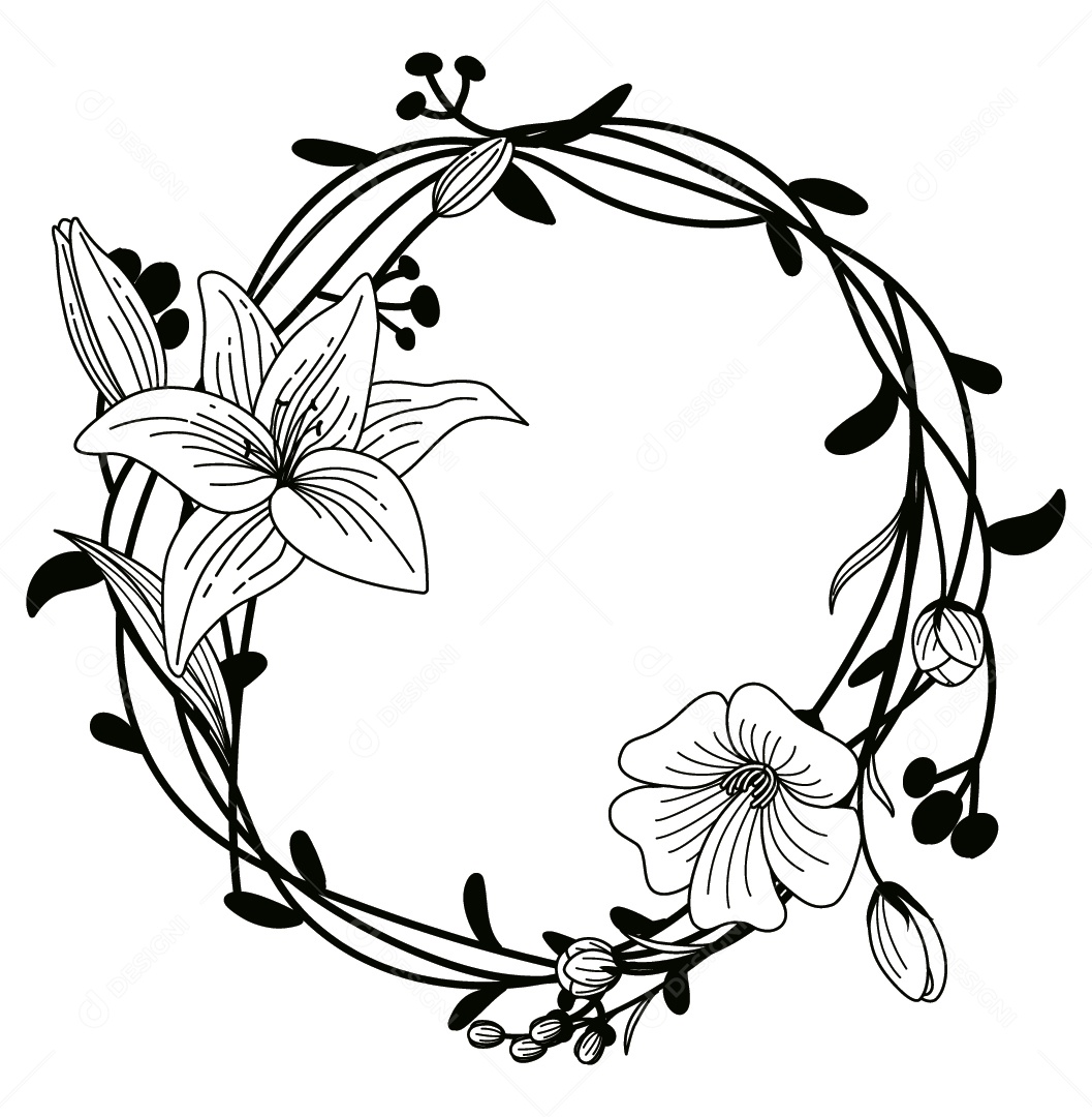 Moldura de Flores Ilustração Vetor EPS