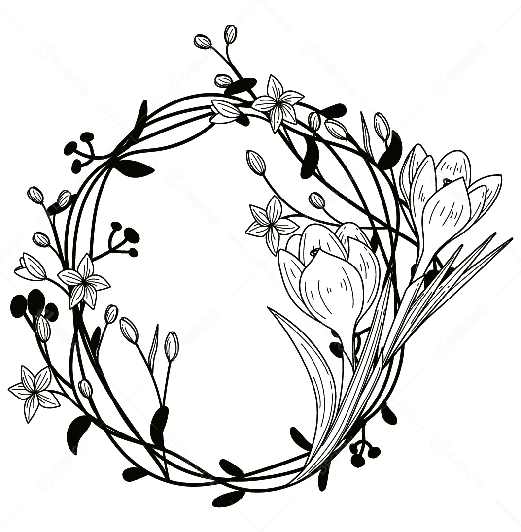 Moldura de Flores Ilustração Vetor EPS