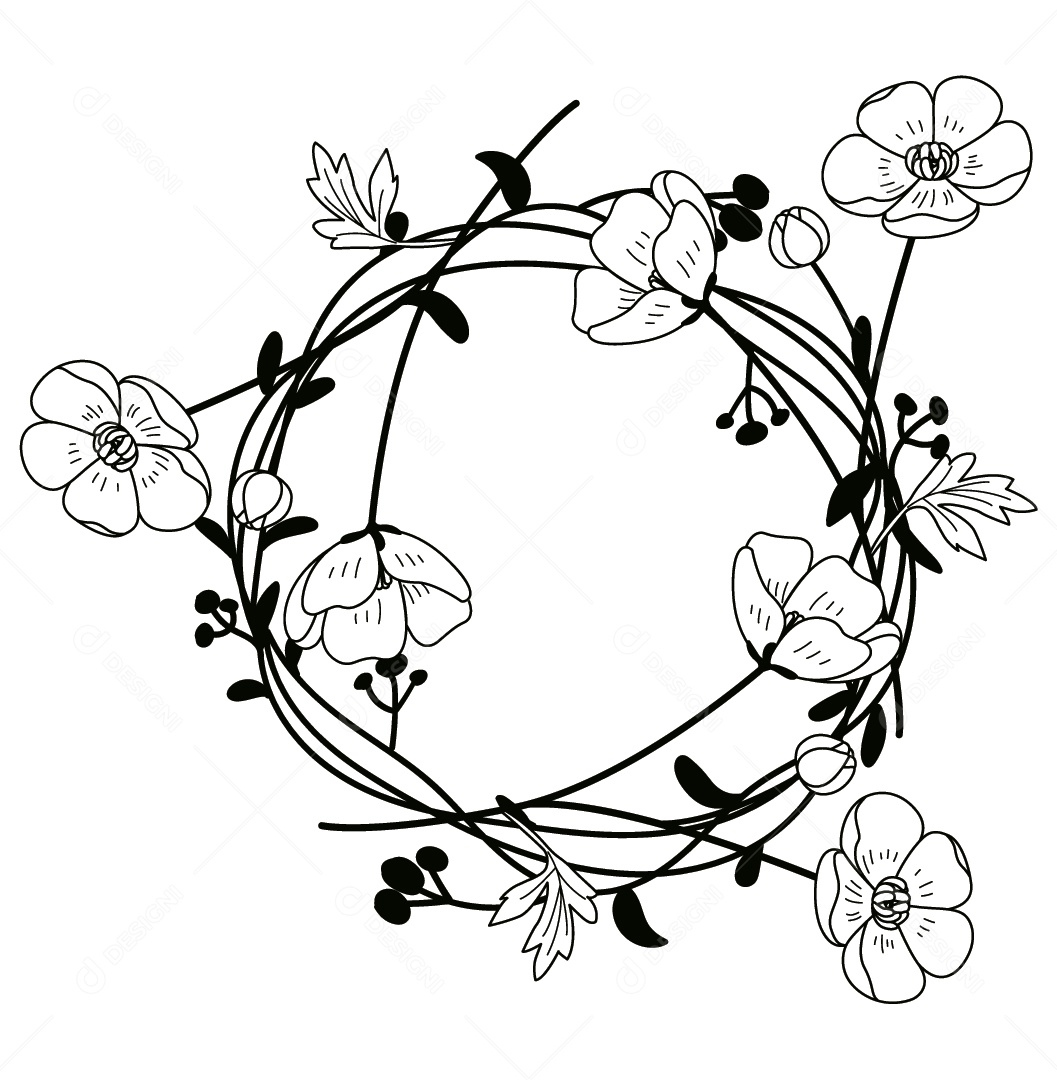 Moldura de Flores Ilustração Vetor EPS