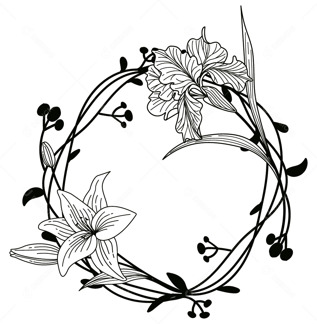 Moldura de Flores Ilustração Vetor EPS