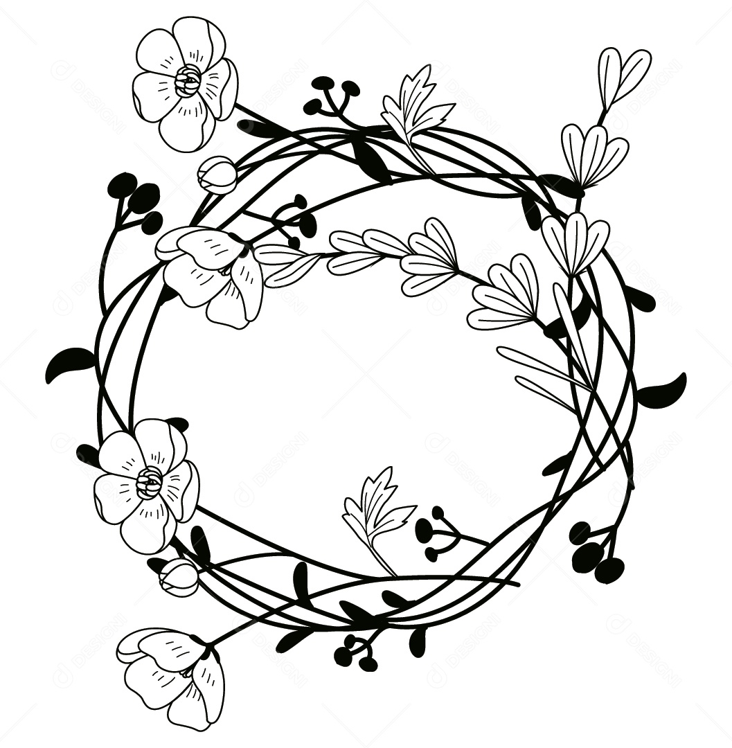 Coroa de Flores Ilustração Vetor EPS