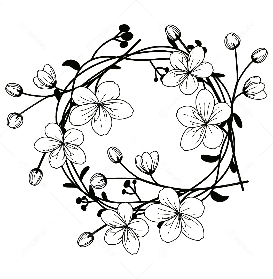 Coroa de Flores Ilustração Vetor EPS