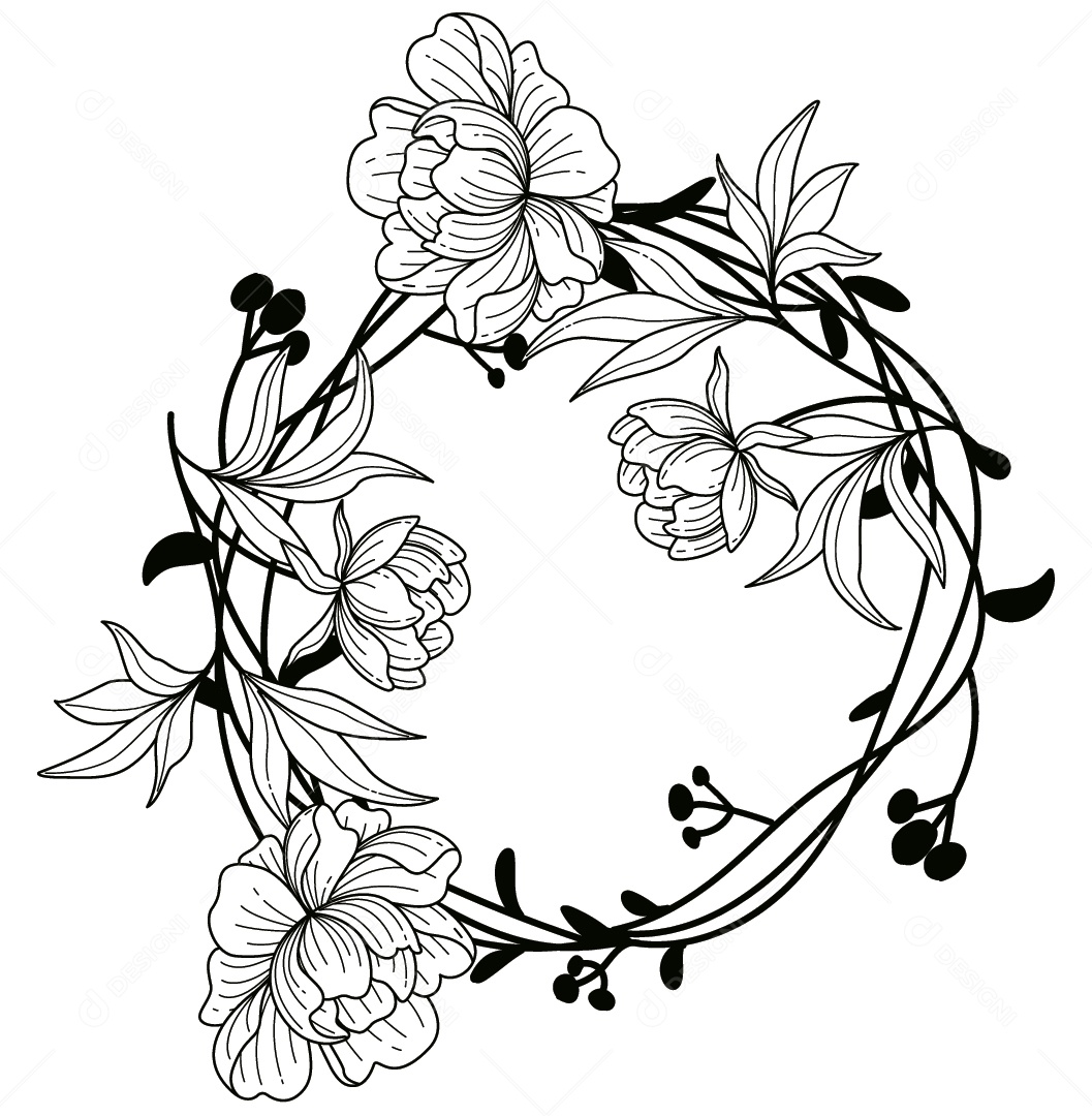 Coroa de Flores Ilustração Vetor EPS