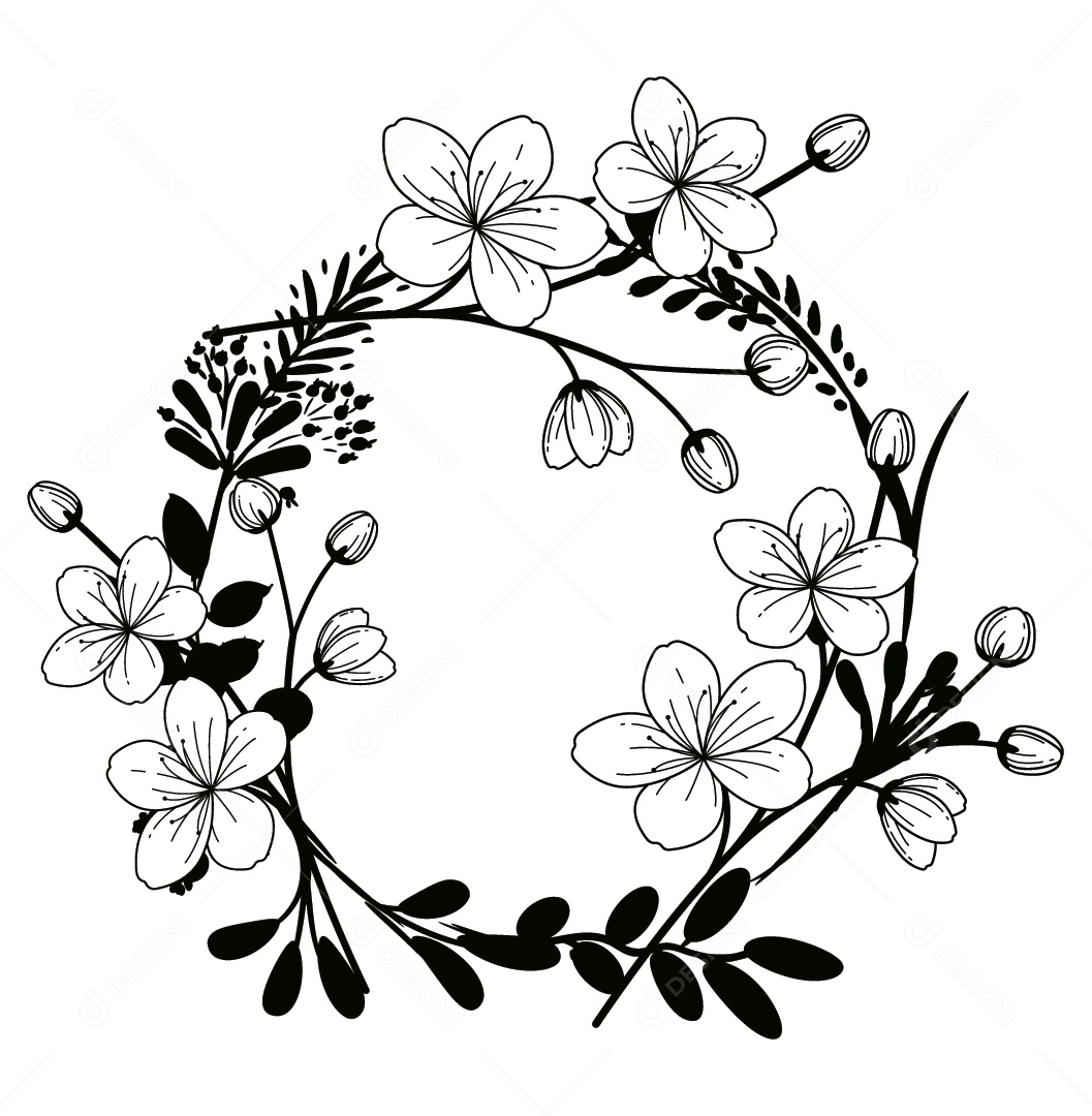 Coroa de Flores Ilustração Vetor EPS