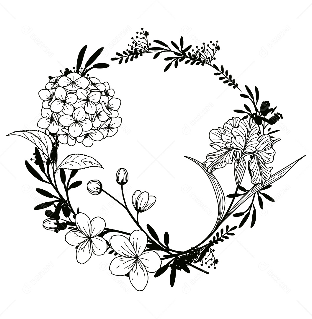 Coroa de Flores Ilustração Vetor EPS